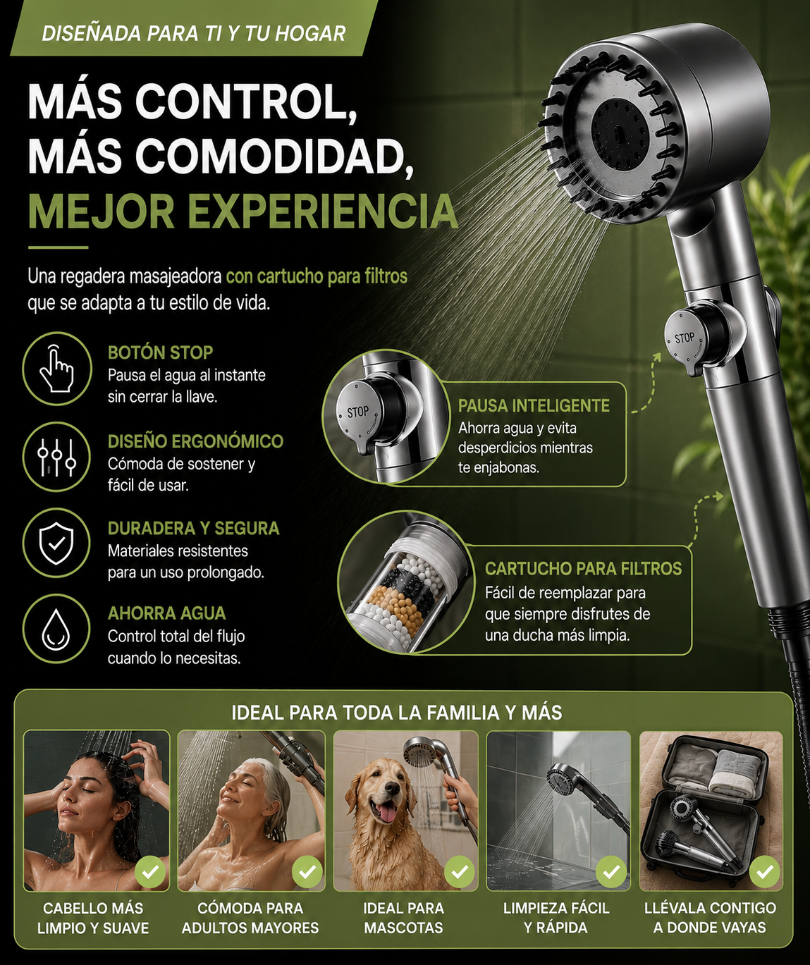 Regadera AntiCloro | AquaShield AntiCloro 4X