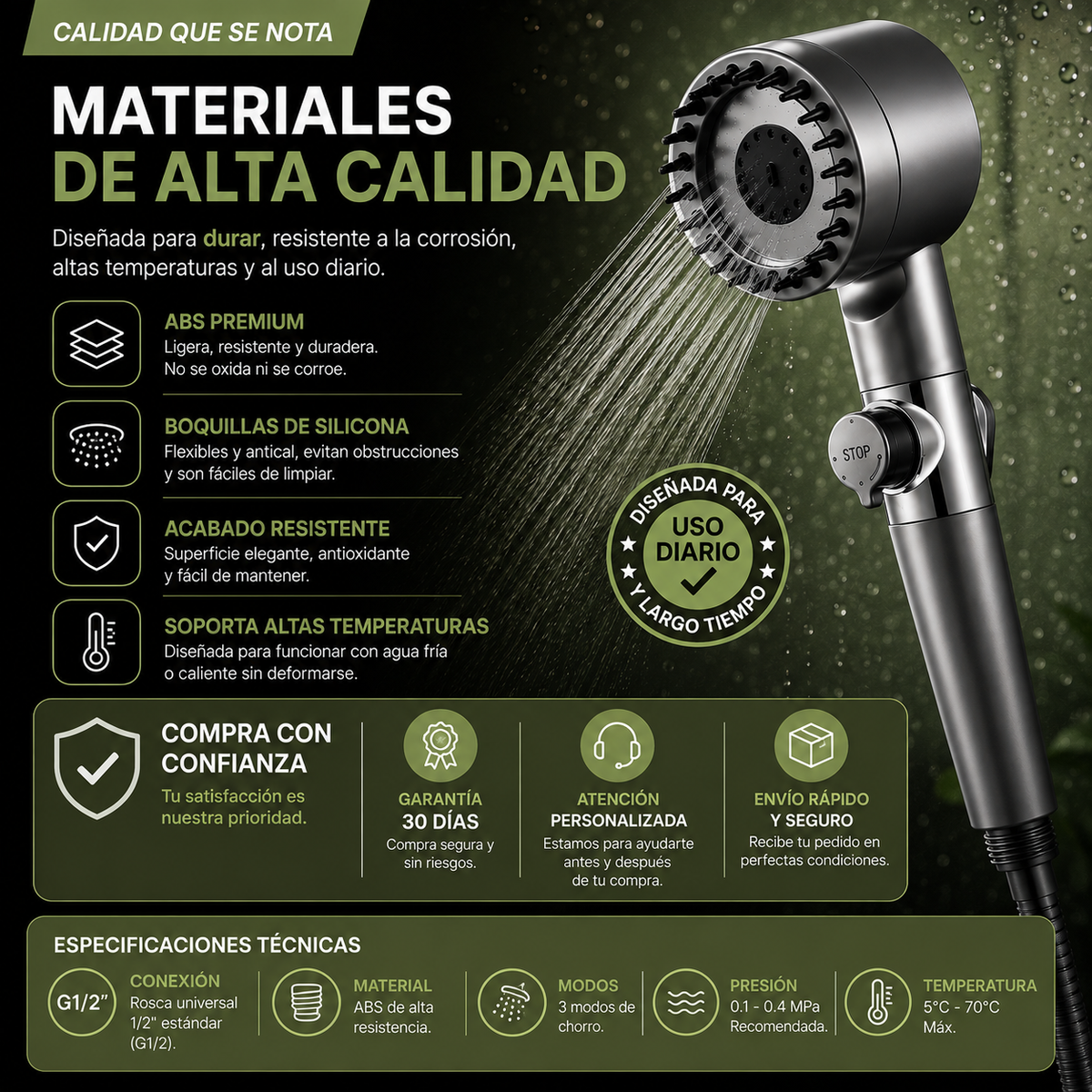 Regadera AntiCloro | AquaShield AntiCloro 4X