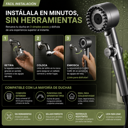 Regadera AntiCloro | AquaShield AntiCloro 4X