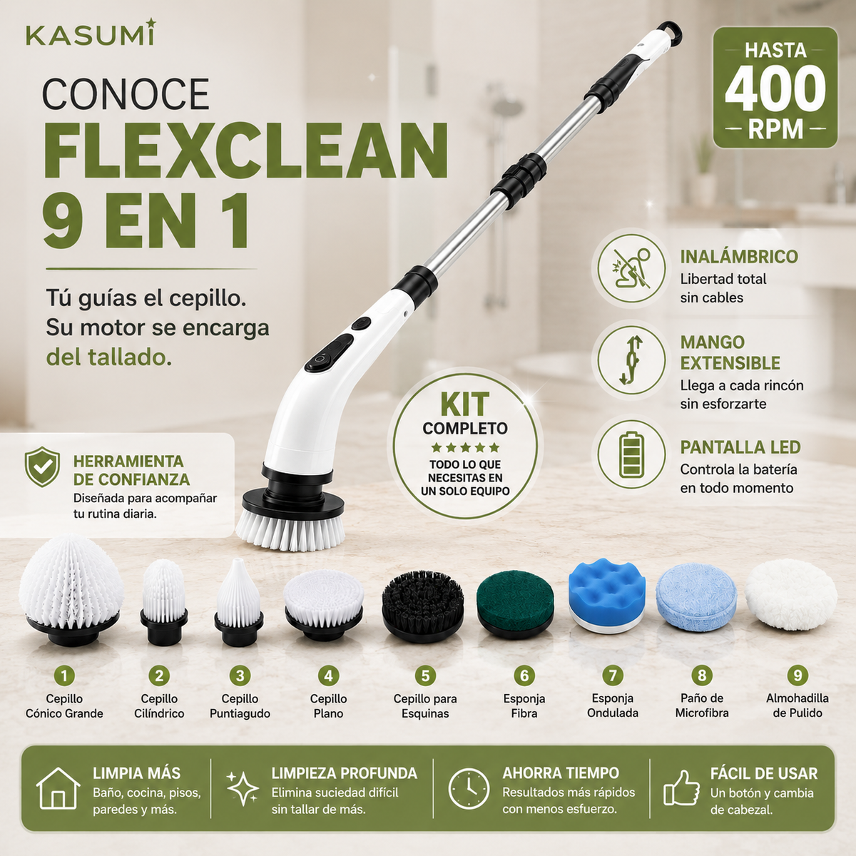 FlexClean | Limpiador Eléctrico 9 en 1