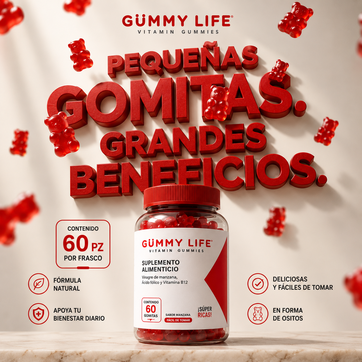 Gummy Life Gomitas de Vinagre de Manzana